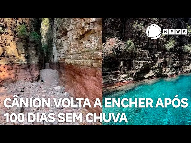 ⁣Cânion que secou após 100 dias sem chuva volta a encher