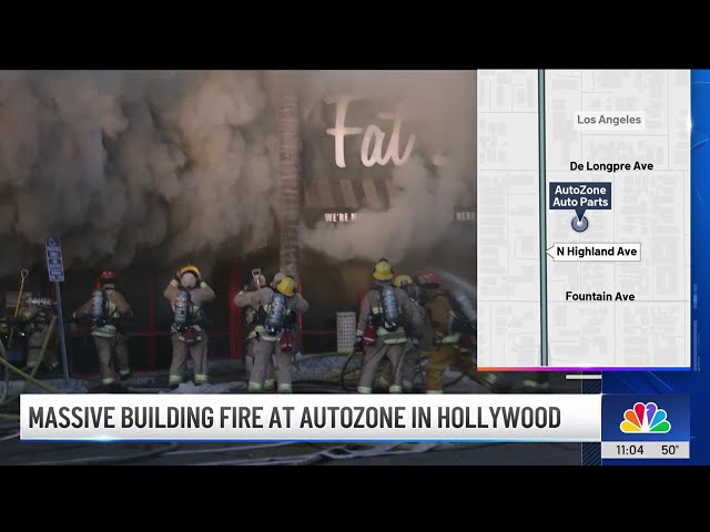 ⁣Fire in Hollywood engulfs strip mall businesses