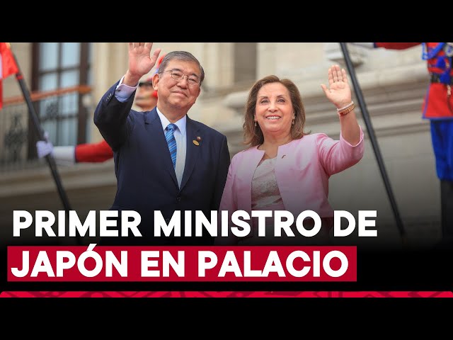 ⁣Presidenta Dina Boluarte recibe a primer ministro de Japón en Palacio de Gobierno