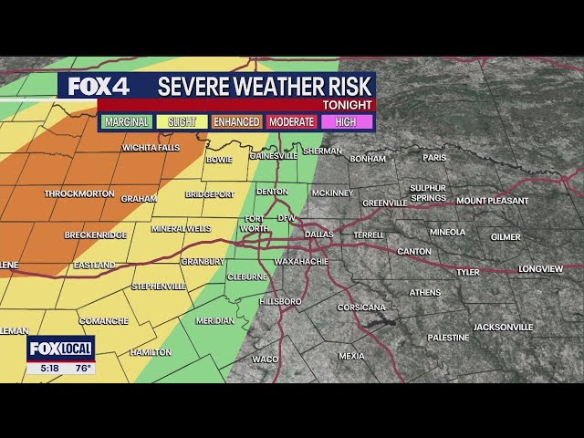 ⁣Dallas weather: Two rounds of storms Sunday night, Monday morning