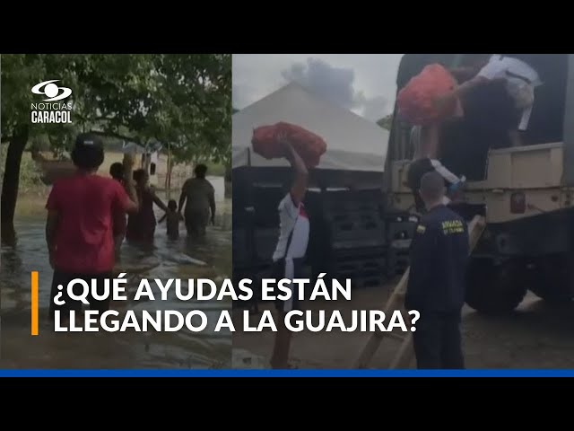 ⁣Fuerte aguacero en La Guajira: el agua les está llegando hasta el cuello