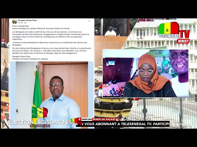 ⁣Bougane Guèye Dany félicite Ousmane Sonko après les premières tendances en faveur de Pastef !