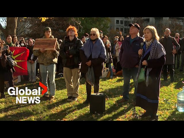 ⁣Pro-Palestinian activists, Indigenous leaders lead tree-planting ceremony to denounce violence