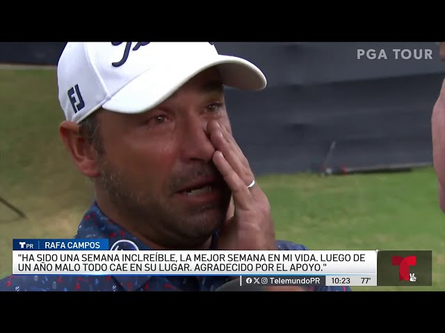 ⁣Entre lágrimas Rafa Campos tras su primera victoria en torneo del PGA