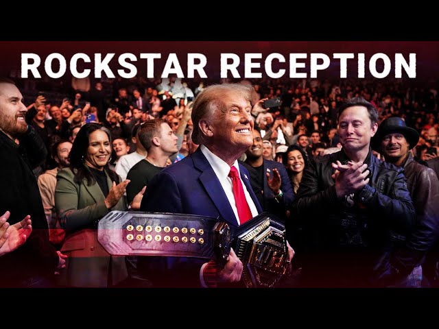 ⁣UFC crowds erupt as Trump embraces Joe Rogan for the first time since landslide victory