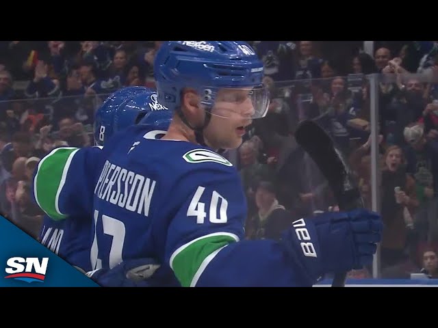 ⁣Canucks' Elias Pettersson Fires Home One-Timer Off Feed From Quinn Hughes