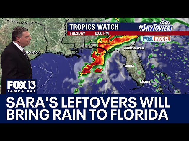 ⁣Sara's leftovers will bring rain to Florida