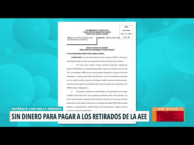 ⁣Sin dinero la AEE para pagarle a retirados