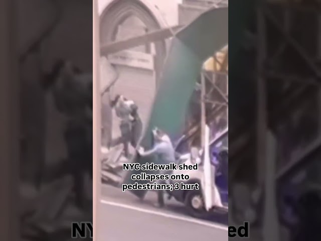 ⁣NYC sidewalk shed collapses