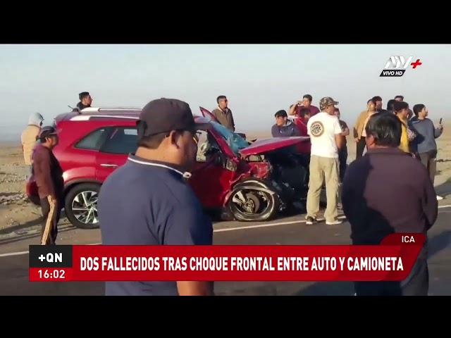 ⁣Ica: dos fallecidos tras choque frontal entre auto y camioneta en la Panamericana Sur