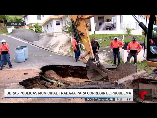 ⁣Enorme socavón deja incomunicadas y sin agua potable a familias en Humacao