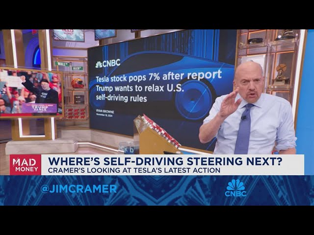 ⁣Jim Cramer looks at possible impact of self-driving deregulation on Tesla