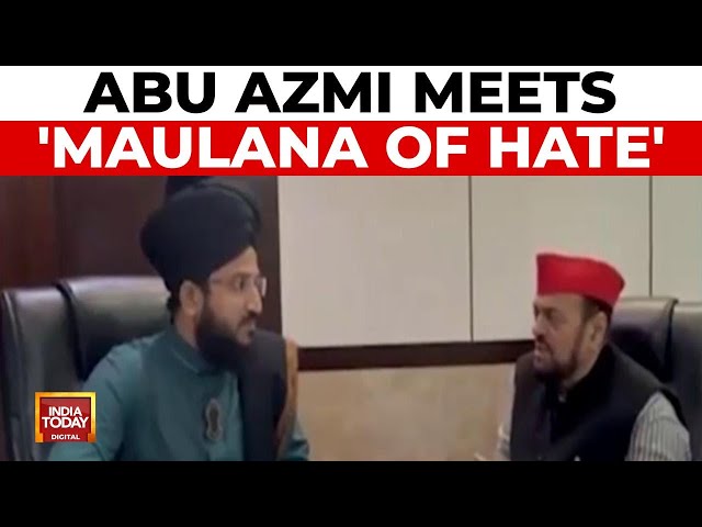 ⁣Samajwadi Party's Abu Azmi Meets Controversial Mufti Salman Azhari Ahead Of Maharashtra Polls