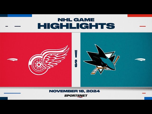 ⁣NHL Highlights | Red Wings vs. Sharks - November 18, 2024