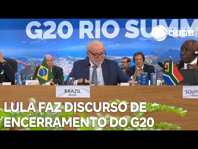 ⁣Lula faz discurso de encerramento do G20 no Brasil