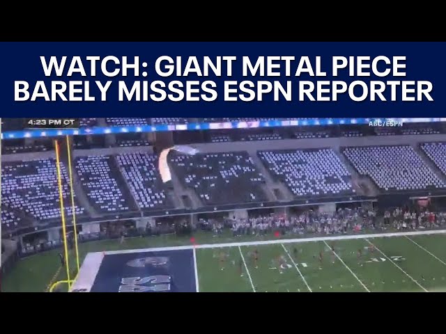 ⁣WATCH: Full video of giant piece of metal falling from roof of Cowboy's AT&T Stadium