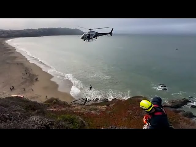 ⁣Rescue in San Francisco on cliff done by fire crews | USA TODAY