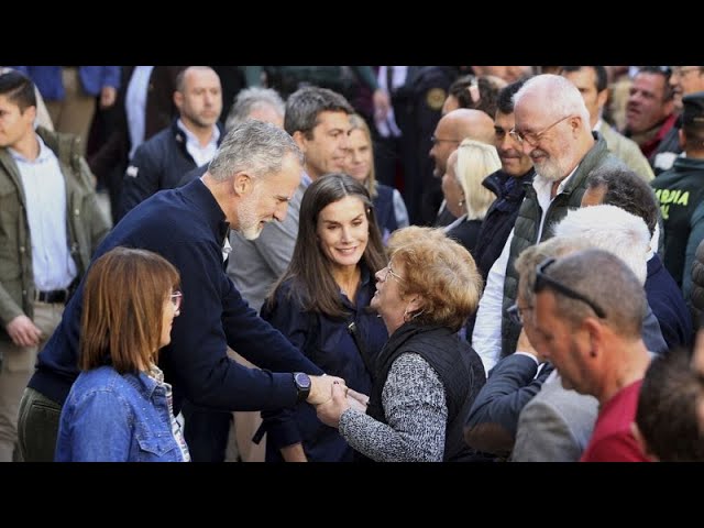 ⁣Spain's royals return to flood-hit region weeks after being pelted with mud