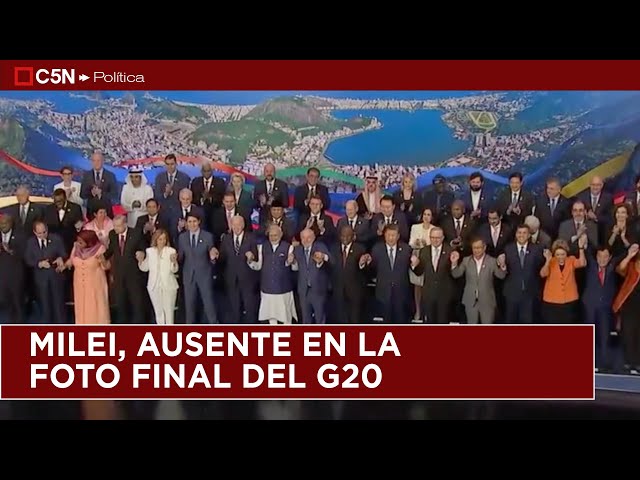 ⁣MILEI fue el ÚNICO MANDATARIO AUSENTE en la FOTO FINAL del G20