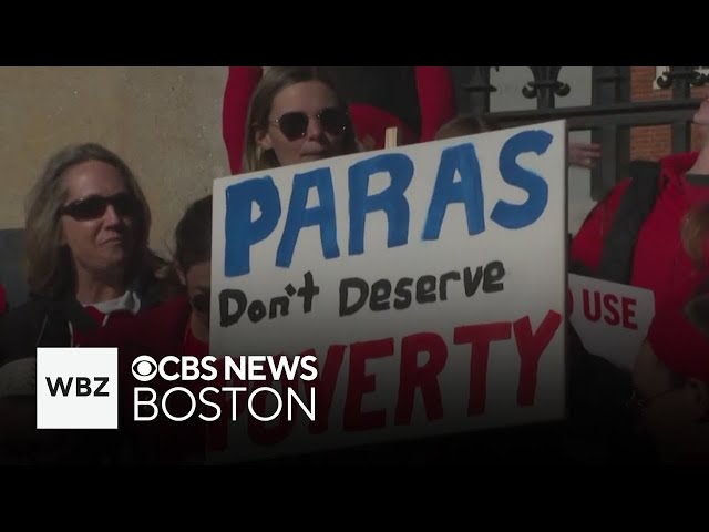 ⁣Striking Massachusetts teachers rally outside State House