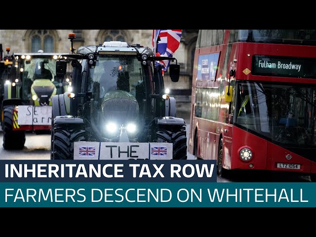 ⁣Thousands of farmers protest in Westminster over inheritance tax plans | ITV News