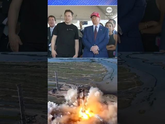 ⁣Donald Trump and Elon Musk watch SpaceX ‘Starship’ rocket blast off from Texas