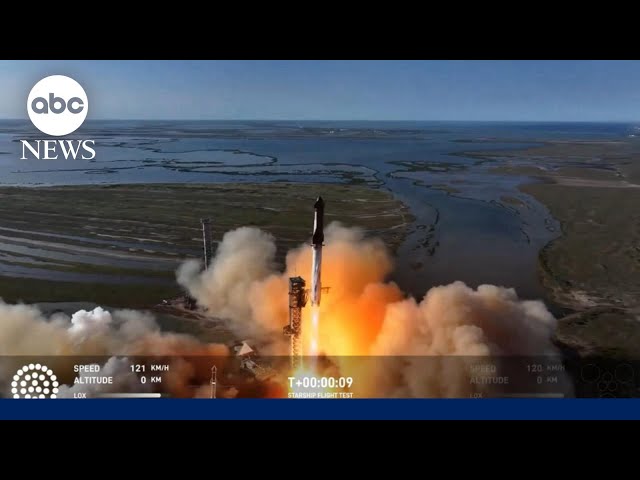 ⁣Trump attends SpaceX 'Starship' launch with Musk