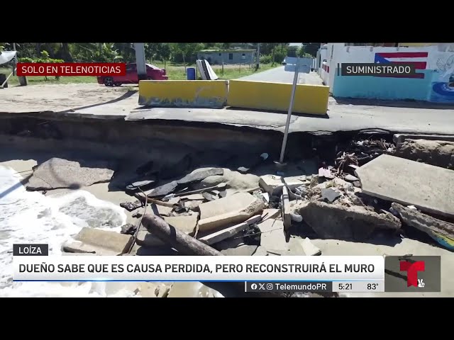 ⁣Fuertes marejadas derrumban un muro en Loíza