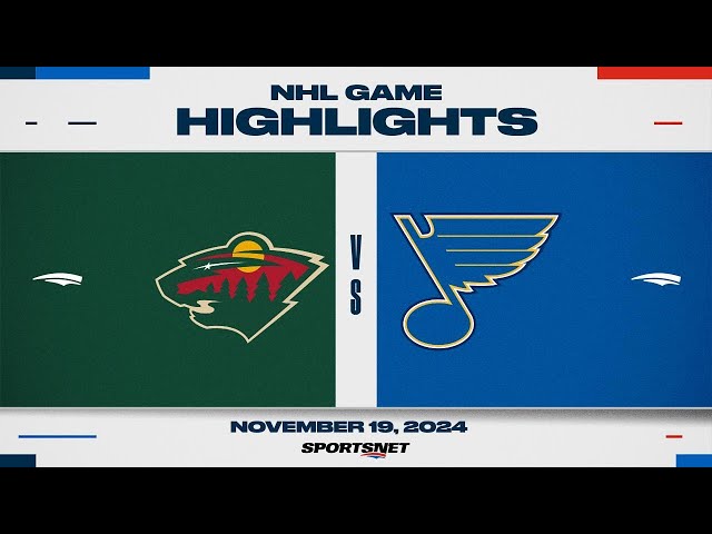 ⁣NHL Highlights | Wild vs Blues - November 19, 2024