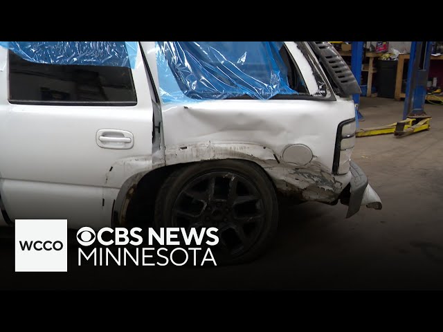 ⁣Owner of stolen SUV involved in police chase shows crash damage