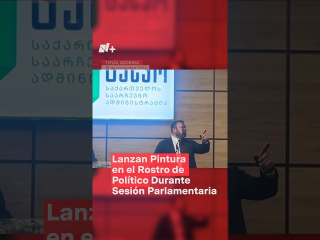 ⁣Lanzan pintura en el rostro de político durante sesión parlamentaria #nmas #shorts #georgia