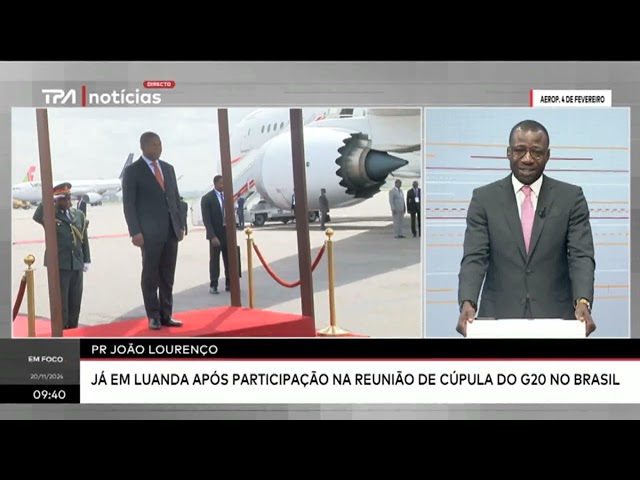 ⁣PR João Lourenço - Já em Luanda após participação na reunião de cúpula do G20 no Brasil