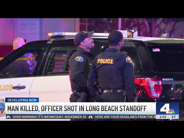 ⁣Man killed, officer shot in Long Beach standoff