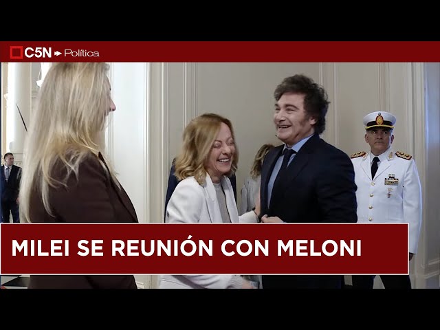 ⁣JAVIER MILEI se reunió con GIORGIA MELONI en CASA ROSADA