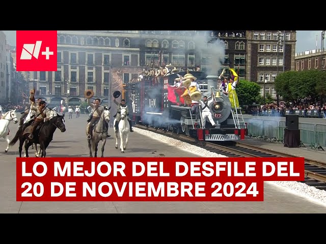 Locomotora, adelitas, charros y caballos en el Desfile del 20 de Noviembre 2024 - N+