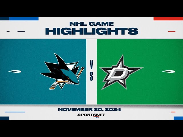 NHL Highlights | Sharks vs. Stars - November 20th, 2024