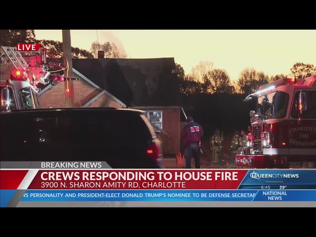 ⁣Crews responding to house fire in east Charlotte