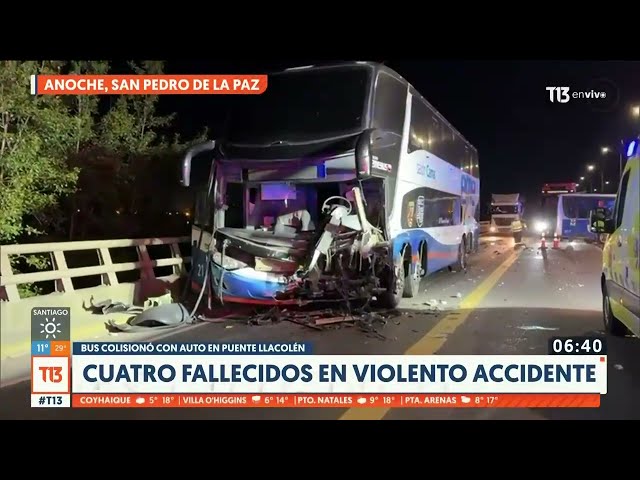 Fatal accidente de tránsito entre un bus y un vehículo deja cuatro fallecidos en Concepción