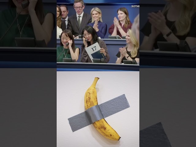 ⁣Duct-taped banana sells for over $6 million at art auction