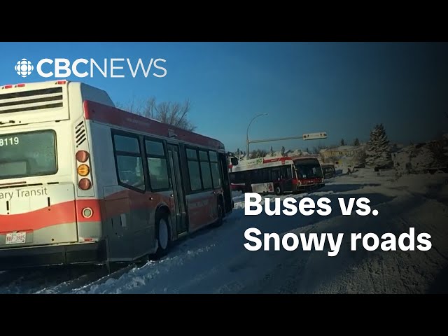 ⁣What it's like to drive a transit bus in the snow