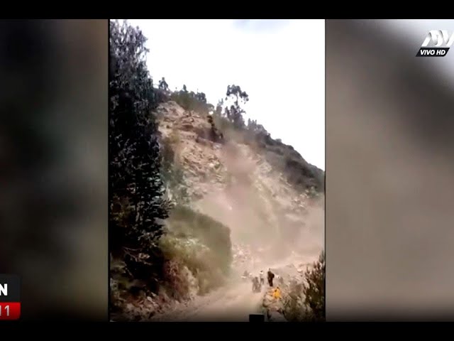 ⁣Huánuco: motociclista casi muere tras derrumbe en zona de trabajos en carretera