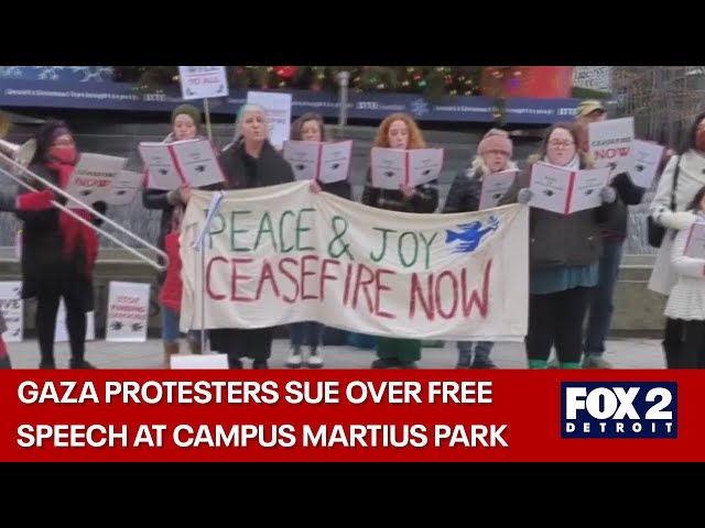 ⁣'Ceasefire Choir' sues Detroit over free speech at Campus Martius