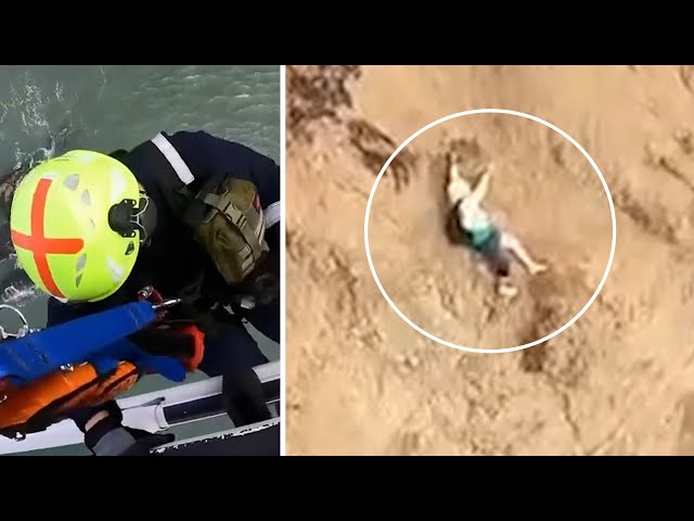 ⁣WATCH | Crews rescue man trapped on side of cliff in San Francisco