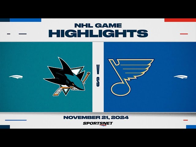 ⁣NHL Highlights | Blues vs. Sharks - November 21, 2024