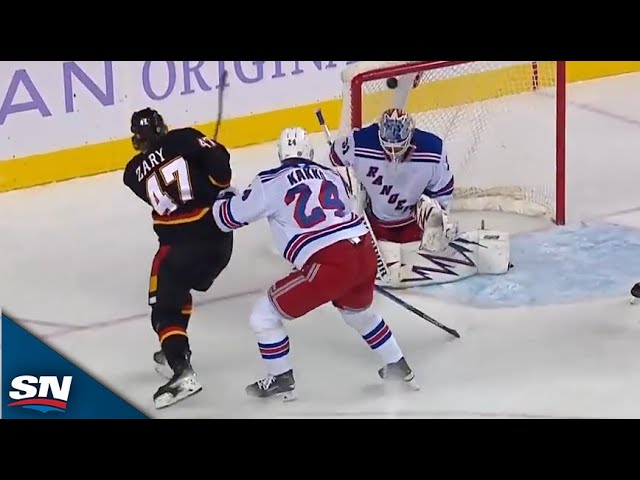 ⁣Flames' Connor Zary Beats Rangers' Igor Shesterkin With Tough Top-Corner Snipe