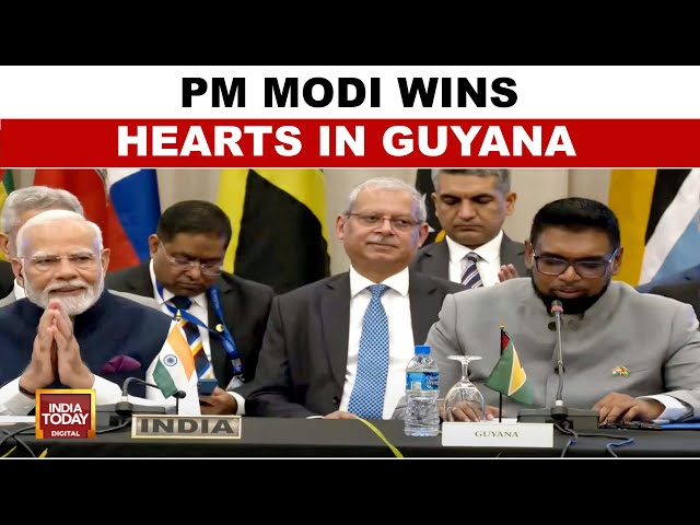 ⁣Guyana India PM: Hundreds Of Indian Descendants Greet PM Modi On Last Day Of His Visit