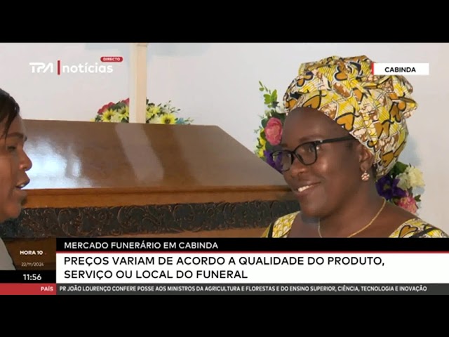 ⁣"Hora 10"- Mercado funerário em Cabinda preços variam de acordo a qualidade do produto