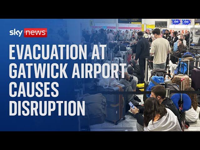 ⁣Passenger evacuated from Gatwick airport speaks to Sky News