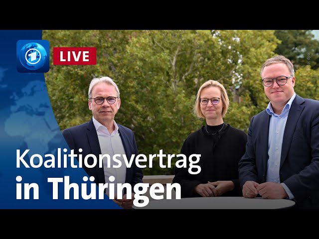 ⁣Vorstellung des Koalitionsvertrages von CDU, BSW und SPD in Thüringen