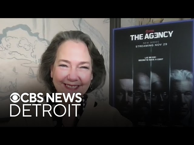 ⁣Actress Harriett Sansom Harris talks new thriller series "The Agency"